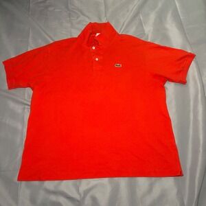Lacoste Mens Red Short Sleeve Pique Cotton Polo Shirt Size 7 L1212 Classic Fit